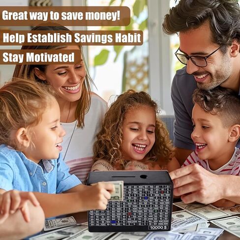 AIERSA Cash Vault Wooden Money Saving Box, Cash Savings Box for 10000 5000 3000 2000 1000 500 Money Saving Challenge,Piggy Money Bank for Adult Money Savings with Dry Erase Pen, Blank Savings Tracker in Saudi Arabia