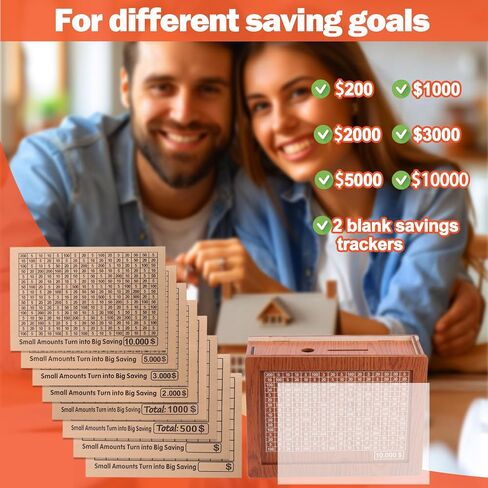 AIERSA Cash Vault Wooden Money Saving Box, Cash Savings Box for 10000 5000 3000 2000 1000 500 Money Saving Challenge,Piggy Money Bank for Adult Money Savings with Dry Erase Pen, Blank Savings Tracker in Saudi Arabia