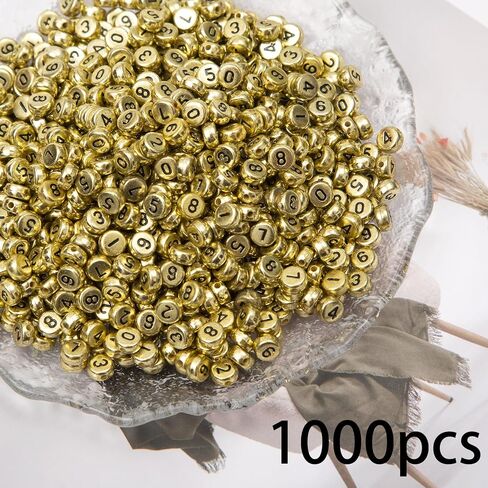 1000pcs Acrylic Number Beads 0-9 Round Number Beads 4x7mm Mixed Number Beads for Jewelry Making and DIY Bracelets, Necklaces, Key Chains (White/Black) in Kuwait