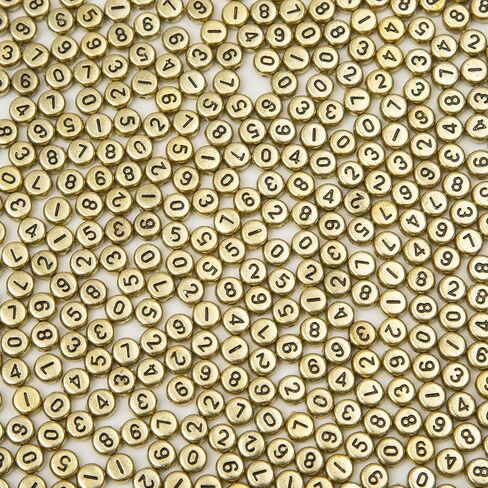 1000pcs Acrylic Number Beads 0-9 Round Number Beads 4x7mm Mixed Number Beads for Jewelry Making and DIY Bracelets, Necklaces, Key Chains (White/Black) in Kuwait