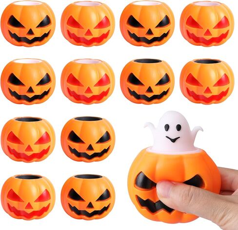 Tlswshsy 12 Pcs Halloween Skull Squishy Toy, Stretchy Skull Relieve Stress Fidget Toys, Squeeze Sensory Ghost Toys for Halloween Party Decoration Trick or Treat Office Toy in Saudi Arabia
