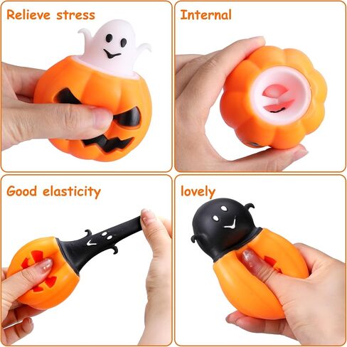 Tlswshsy 12 Pcs Halloween Skull Squishy Toy, Stretchy Skull Relieve Stress Fidget Toys, Squeeze Sensory Ghost Toys for Halloween Party Decoration Trick or Treat Office Toy in Saudi Arabia