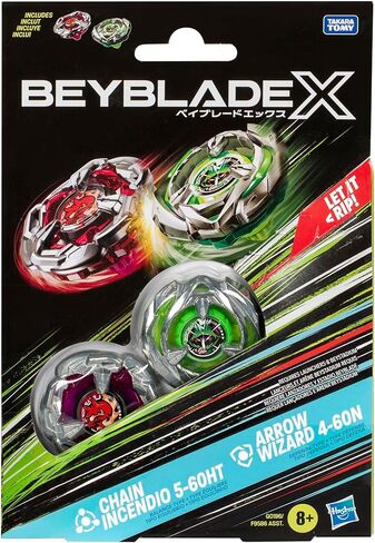 BEYBLADE X Chain Incendio 5-60HT and Arrow Wizard 4-60N Dual Pack Set with 2 Right-Spinning Tops; Battling Top Toys for 8 Year Old Boys and Girls in Saudi Arabia