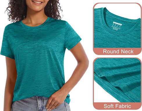 MAGCOMSEN Women's Workout Shirts Crewneck Short Sleeve Lightweight Soft Tops for Athletic Sports Fitness Exercise Yoga in Kuwait