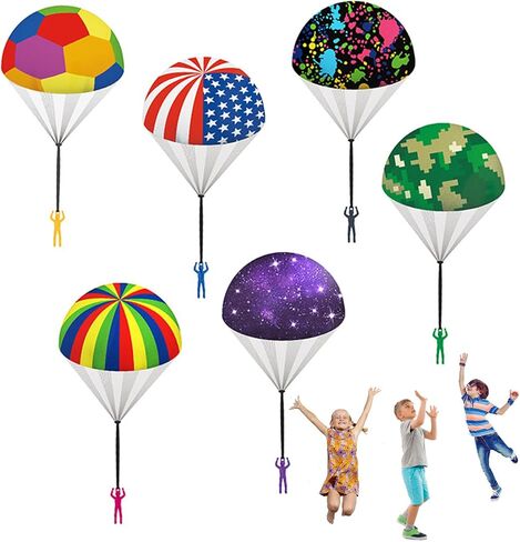 Parachute Toy Outdoor Flying Parachute for Kid, Easter Basket Stuffers Throwing Outdoor Children's Flying Toys with Small Figures, Top Indoor Hand Throw Soliders for 4-8 Year Old (6PCS) in Saudi Arabia