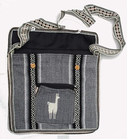 Black South American Peruvian Cross Body Messenger Bag Purse Stripes Llama Alpaca Wool Hippie (Black) in Saudi Arabia