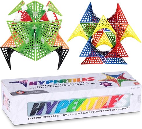 لعبة بناء HyperTiles Hyperbolic - مغامرة تعليمية ثلاثية الأبعاد STEM مقاس 3 بوصة × 3 بوصة: 48 بلاطة و80 موصلًا للمنطق والإبداع - أشكال لا حصر لها مرنة ومفصلة - من Fun In Motion Toys in Saudi Arabia