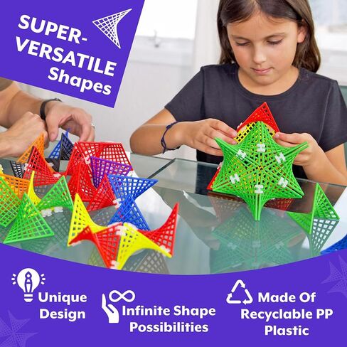 لعبة بناء HyperTiles Hyperbolic - مغامرة تعليمية ثلاثية الأبعاد STEM مقاس 3 بوصة × 3 بوصة: 48 بلاطة و80 موصلًا للمنطق والإبداع - أشكال لا حصر لها مرنة ومفصلة - من Fun In Motion Toys in Saudi Arabia
