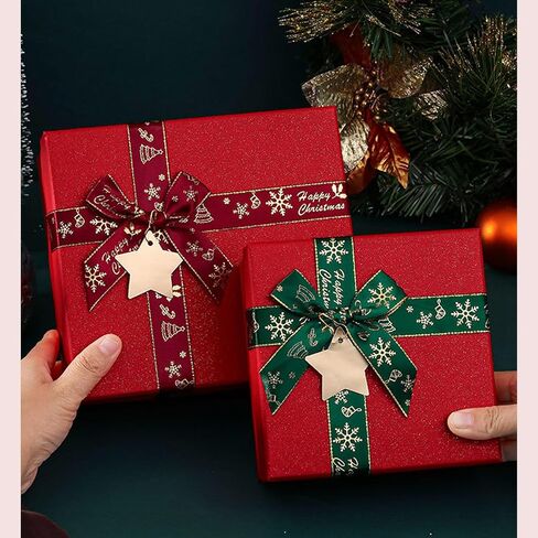 Krdrgey 4-Pack Christmas Gift Boxes with Lids, Golden Ribbons, Red and Green, 4 Sizes Boxes for Holiday Gifting, Party Favors, Treats, and Hostess Decor (red) in Saudi Arabia