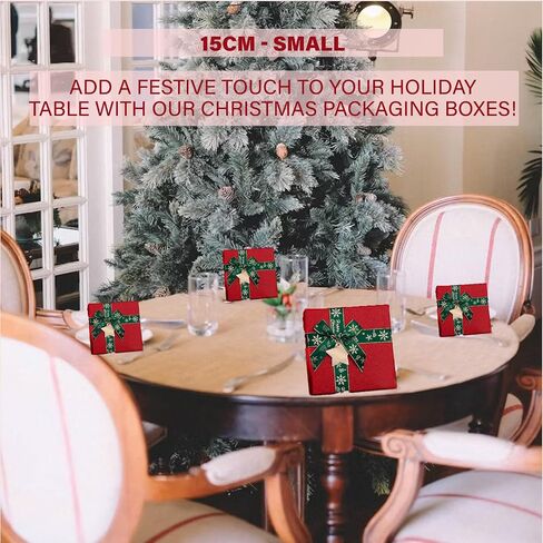 Krdrgey 4-Pack Christmas Gift Boxes with Lids, Golden Ribbons, Red and Green, 4 Sizes Boxes for Holiday Gifting, Party Favors, Treats, and Hostess Decor (red) in Saudi Arabia