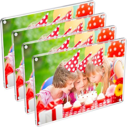 3 Pack- Acrylic Fridge Magnetic Frame, Acrylic Photo Picture Frames, Double Sided Photo Refrigerator Magnet Picture Frame, Clear Picture Display Frame, 6×4 In in Saudi Arabia
