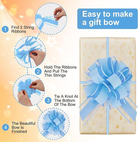 6pcs 7 Inch Pull Bows Pastel Blue Gift Wrap Bows for Gift Wrapping Ribbon Pull Gift Bows for Gift Basket Flower Wrapping Christmas Easter Birthday Baby Shower Party Decorations in Kuwait