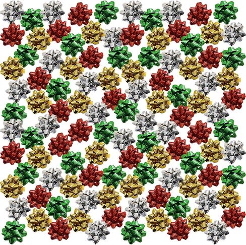 Gift Boutique 96 1" Mini Christmas Bows Self Adhesive for Wrapping Holiday Gifts Presents in Red Green Gold and Silver in Saudi Arabia