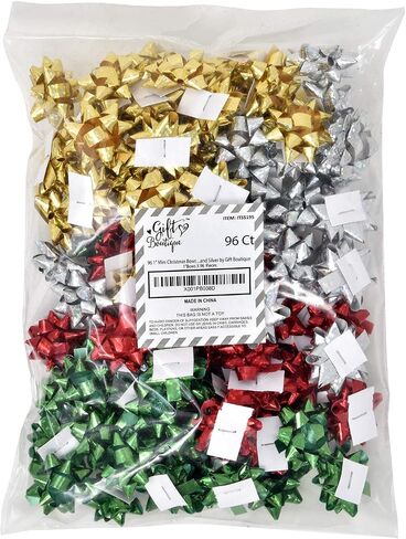 Gift Boutique 96 1" Mini Christmas Bows Self Adhesive for Wrapping Holiday Gifts Presents in Red Green Gold and Silver in Saudi Arabia