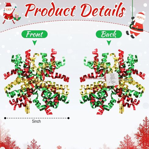 Lyrow 30 Pcs Christmas Curly Bows Self Adhesive Gift Wrap Accessory Xmas Holiday Gift Bows for Gift Wrapping Christmas Presents Wine Bottle Treat Bag Bridal Shower Wedding Party Favor (Gold Red Green) in Saudi Arabia