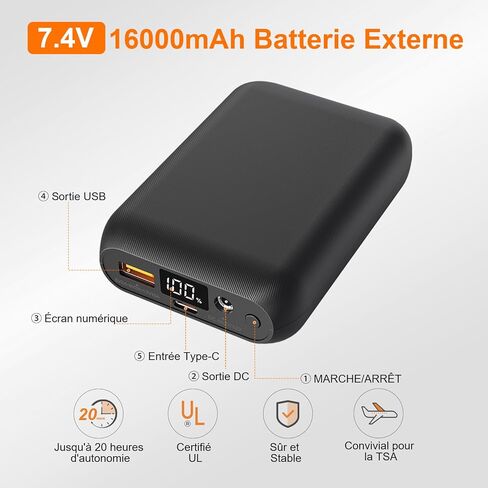 سترة ساخنة للرجال مع بطارية 16000 مللي أمبير 7.4 فولت متضمنة، سترة دافئة للرجال سترة تسخين كهربائية قابلة لإعادة الشحن in Kuwait