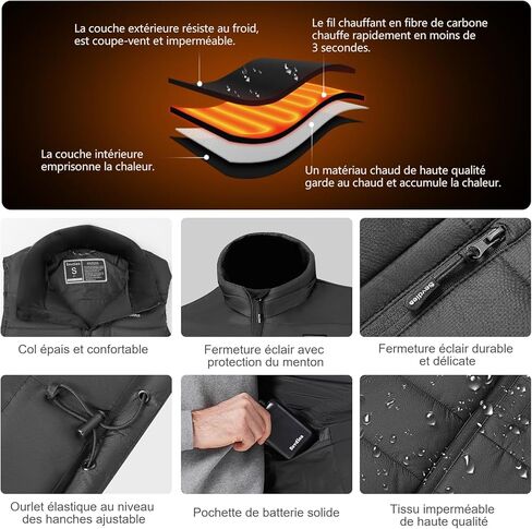 سترة ساخنة للرجال مع بطارية 16000 مللي أمبير 7.4 فولت متضمنة، سترة دافئة للرجال سترة تسخين كهربائية قابلة لإعادة الشحن in Kuwait