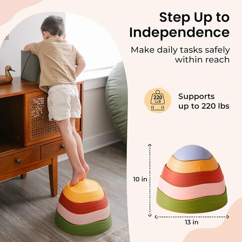 أحجار انطلاق صغيرة على الأرض للأطفال، 5 قطع من أحجار خطوة غير قابلة للانزلاق للأطفال الصغار، أحجار خطوة حسية لتعزيز توازن الطفل ومهارات التنسيق، أحجار خطوة للأطفال الصغار 3-5 in Kuwait