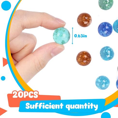 AMOR PRESENT 20 قطعة من الرخام الزجاجي السائبة، 0.63 بوصة من الرخام الزجاجي المتوهج يتوهج في الظلام خرز رخامي بألوان متنوعة للأولاد والبنات هدايا عيد الميلاد in Kuwait