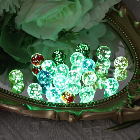 AMOR PRESENT 20 قطعة من الرخام الزجاجي السائبة، 0.63 بوصة من الرخام الزجاجي المتوهج يتوهج في الظلام خرز رخامي بألوان متنوعة للأولاد والبنات هدايا عيد الميلاد in Kuwait