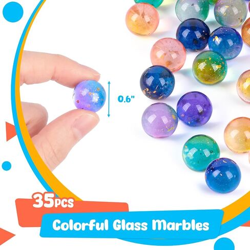 POPLAY 60PCS Glass Marbles Bulk, 0.6" Round Marbles Collectable Night Sky Glass Marbles for Gift Marble Games Vase Fillers DIY Home Decoration in Saudi Arabia