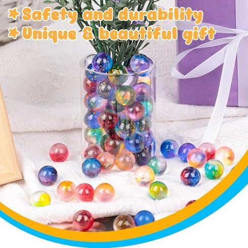 POPLAY 60PCS Glass Marbles Bulk, 0.6" Round Marbles Collectable Night Sky Glass Marbles for Gift Marble Games Vase Fillers DIY Home Decoration in Saudi Arabia