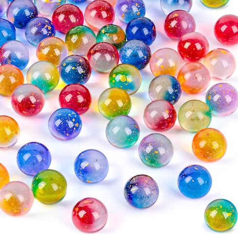 POPLAY 60PCS Glass Marbles Bulk, 0.6" Round Marbles Collectable Night Sky Glass Marbles for Gift Marble Games Vase Fillers DIY Home Decoration in Saudi Arabia