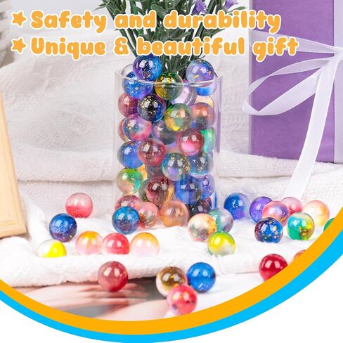 POPLAY 60PCS Glass Marbles Bulk, 0.6" Round Marbles Collectable Night Sky Glass Marbles for Gift Marble Games Vase Fillers DIY Home Decoration in Saudi Arabia