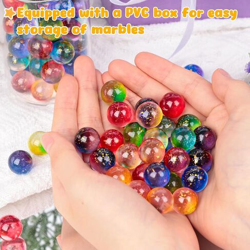 POPLAY 60PCS Glass Marbles Bulk, 0.6" Round Marbles Collectable Night Sky Glass Marbles for Gift Marble Games Vase Fillers DIY Home Decoration in Saudi Arabia