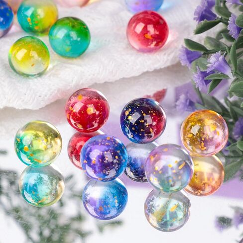 POPLAY 60PCS Glass Marbles Bulk, 0.6" Round Marbles Collectable Night Sky Glass Marbles for Gift Marble Games Vase Fillers DIY Home Decoration in Saudi Arabia