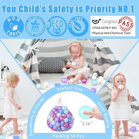 GOGOSO Star Ball Pit Balls for Ball Pit, Crush-Proof BPA Free Colorful Play Plastic Balls for Kids Toddler Christmas Party Decor Giant Friendship Bracelet Banner in Kuwait
