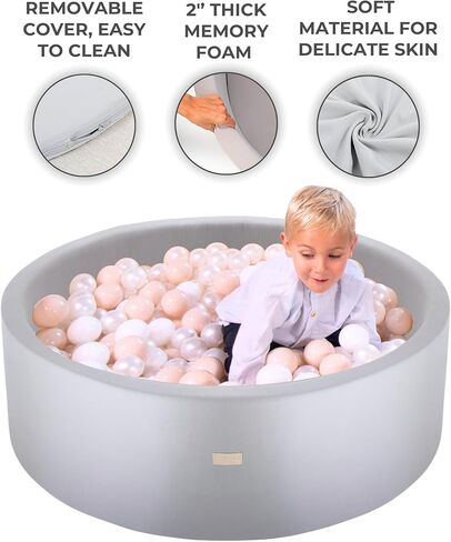 Ball Pit for Toddlers and Babies 35.5 in - Soft Foam Baby Ball Pit - Durable Ball Pit for Babies - Soft Feel Ball Pits for Toddlers 1-3 - Foam Ball Pit for Toddlers Balls NOT Included - Grey in Saudi Arabia