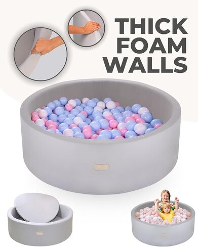 Ball Pit for Toddlers and Babies 35.5 in - Soft Foam Baby Ball Pit - Durable Ball Pit for Babies - Soft Feel Ball Pits for Toddlers 1-3 - Foam Ball Pit for Toddlers Balls NOT Included - Grey in Saudi Arabia