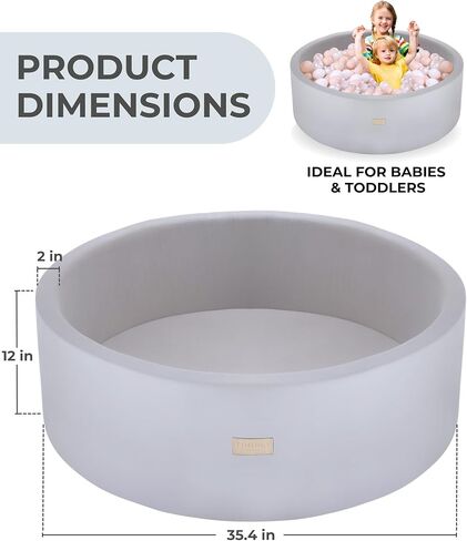 Ball Pit for Toddlers and Babies 35.5 in - Soft Foam Baby Ball Pit - Durable Ball Pit for Babies - Soft Feel Ball Pits for Toddlers 1-3 - Foam Ball Pit for Toddlers Balls NOT Included - Grey in Saudi Arabia