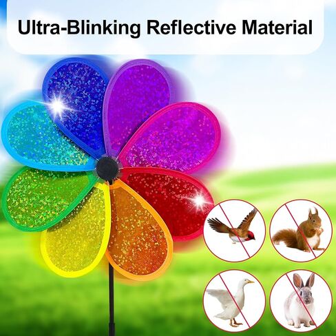 4PCS Flower Wind Spinner Sparkly Lawn Pinwheel 11.8 inch Colorful Rainbow Garden Windmill for Garden, Party, Outdoor, Yard Decor in Saudi Arabia