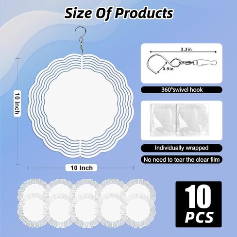 5 Pack Sublimation Wind Spinner Blanks 10 Inch Bulk Metal Wind Spinners Sublimation Blanks Aluminum 3D Round Hanging Wind Spinners Outdoor Indoor for Yard and Garden Porch Window Decorations in Saudi Arabia