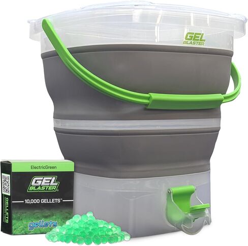 Gel Blaster Gellet Depot - Portable & Collapsible Ammo Storage Tub, Fast Loading Nozzle & Strainer - Hydrates & Stores 10,000 Water Based Gellets - Toy Gel Blasters Accessories in Saudi Arabia