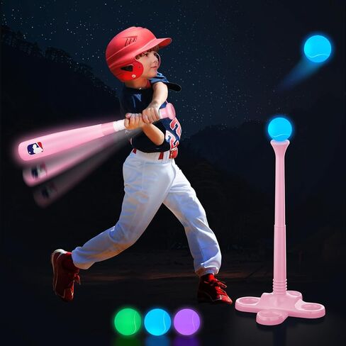 LED Tball Set for Toddlers 3-5, 5-8, Light up Tee Ball Set for Toddlers, Glow in The Dark T Ball Sets for Kids 3-5, Kids Outdoor Toys Sports Toys, Baseball Toys Gifts for Boys Girls (Blue) in Saudi Arabia