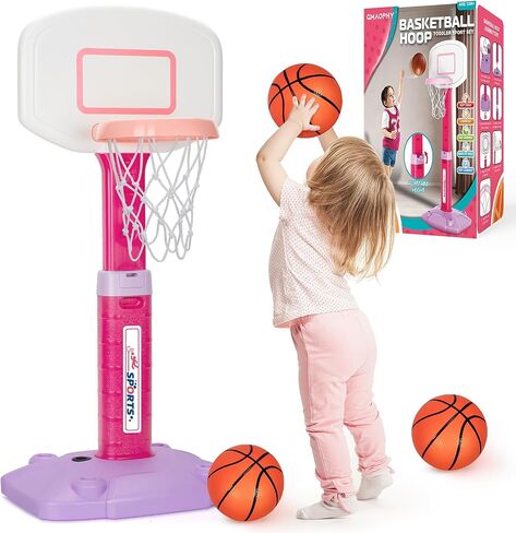 Toddler Basketball Hoop Indoor for Age 1-3, Adjustable Kids Basketball Hoop, Mini Basketball Hoop with 3 Balls for Outdoor Poolside, Birthday Christmas Sport Toys Gift for Baby Boys Girls Age 1 2 3 4 in Saudi Arabia