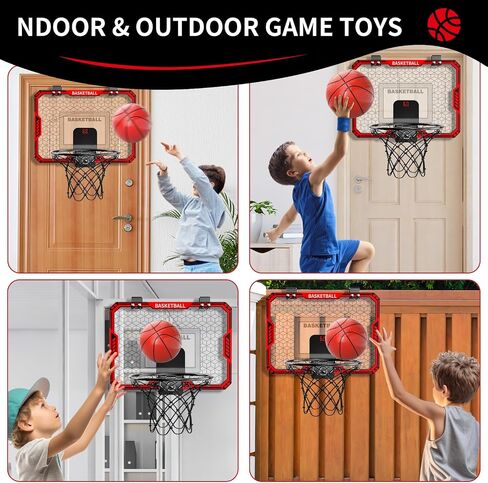 Indoor Basketball Hoop for Kids Boys, Over The Door Room Mini Basketball Hoop Sets Toys with 4 Balls & 3 Modes Scoreboard, Birthday Toys Gifts for 3 4 5 6 7 8 9 10 11 12+ Year Old Boys in Saudi Arabia