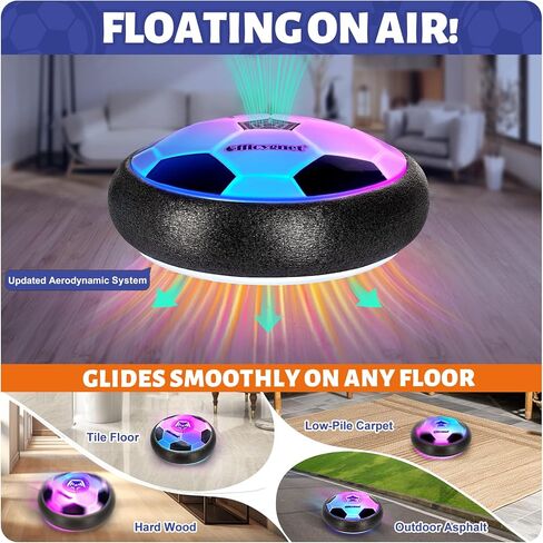 Officygnet 2 Pack Hover Soccer Ball Toys Gifts for 3 4 5 6 7 8-12 Year Old Boy, Indoor Boy Toys Age 6-8, Light-Up Soccer Ball Game Toys for Kids 3-5, 4-8, for 8-10-12 Year Old Boy in Saudi Arabia