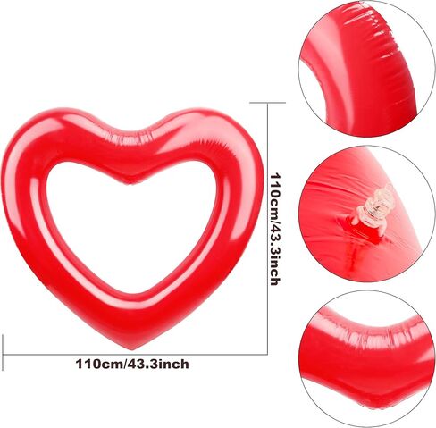 6 قطع من حلقات السباحة القابلة للنفخ على شكل قلب، حلقات سباحة على شكل قلب، تطفو على حمام السباحة، حلقة حمام السباحة الصيفية للبالغين، مستلزمات حفلات الشاطئ، 3 ألوان in Kuwait