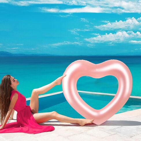 6 قطع من حلقات السباحة القابلة للنفخ على شكل قلب، حلقات سباحة على شكل قلب، تطفو على حمام السباحة، حلقة حمام السباحة الصيفية للبالغين، مستلزمات حفلات الشاطئ، 3 ألوان in Kuwait