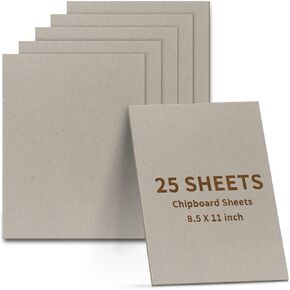 Chipboard Sheets 8.5" X 11", 25 Sheets of 40PT (Point) Chip Board for Book Binding, Perfect for Scrapbooking, Shipping Insert & Backing Picture Frames