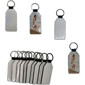 10 pieces Sublimation Blanks keychain Glitter PU Leather both sides can be sublimated DIY Craft