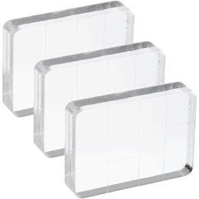 PATIKIL Acrylic Stamp Block, 3 Pack Stamping Block Rectangular Shape with Grid Lines Decorative Mounting Blocks Set for Scrapbooking DIY Crafts Card Making, 1.6x1.2