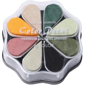 8 Colors Craft Rainbow Finger Ink Pads Stamps, Color Box Pigment Petal Point Option Pad, Washable, for Wooden Rubber Stamp, Kids Painting DIY,Scrapbook, Letters Diary Album Card Making (1028)