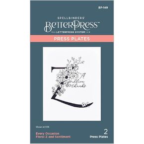 Spellbinders Every Occasion Floral Z and Sentiment Press Plate, Metal