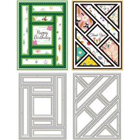 GLOBLELAND Splicing Rectangular Background Board Cutting Dies for Card Making Frame Background Die Cuts Carbon Steel Embossing Stencils Template for DIY Scrapbooking Album Craft Decor