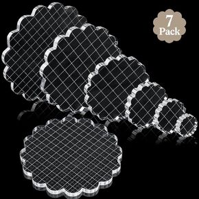 Mudder 7 Pieces Acrylic Stamp Blocks Set Clear Stamping Blocks Tools for Kids with Grid and Grip Scrapbooking Craft Making, Decorative DIY Essential Stamping Tool(Straight Edge)